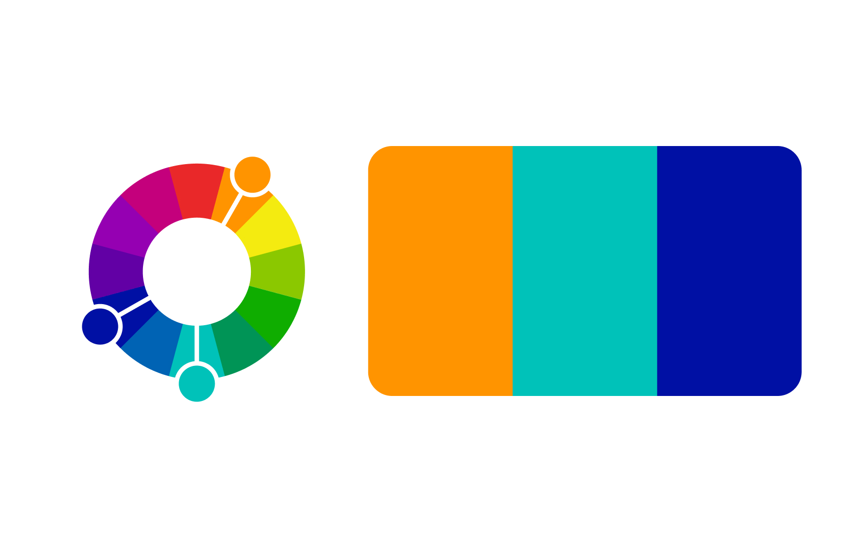 Split complementary color schemes