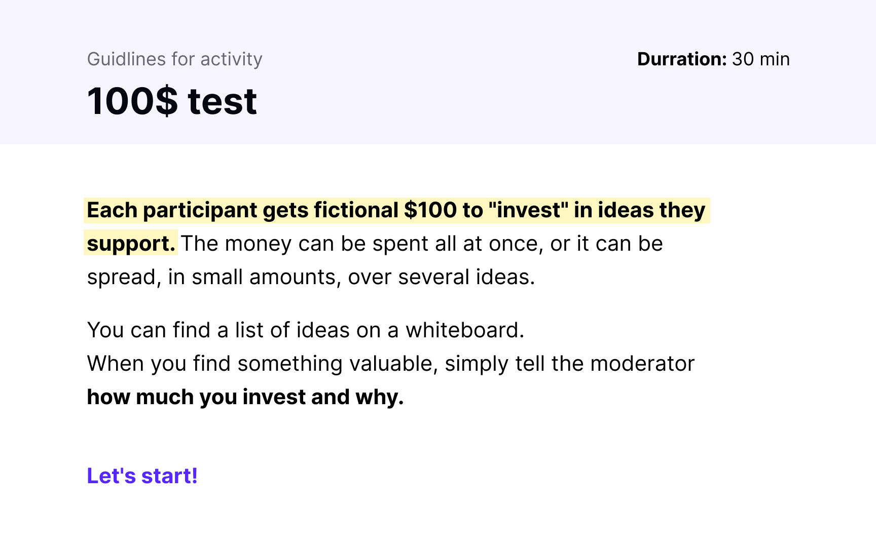 Keep instructions on one slide Best Practice