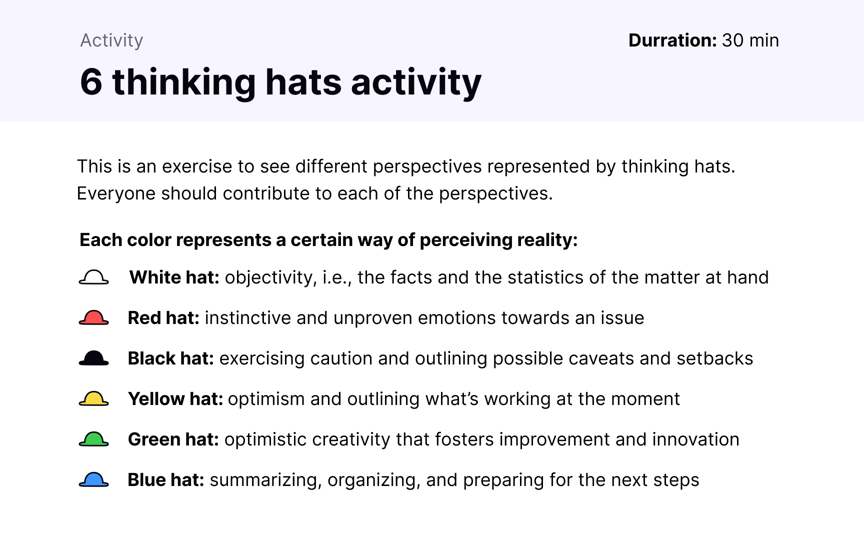 Include the agenda Bad Practice