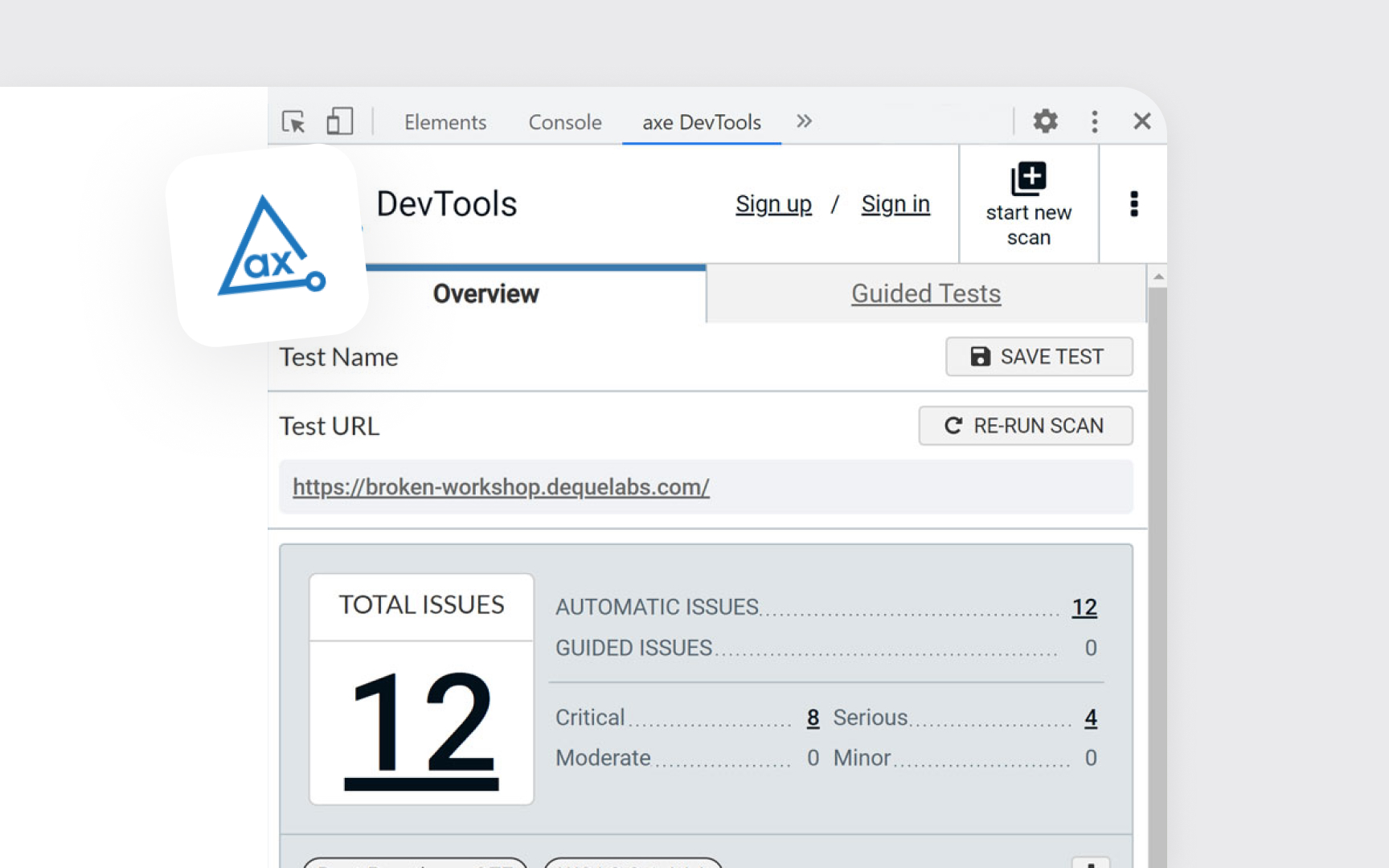 axe DevTools Chrome extension