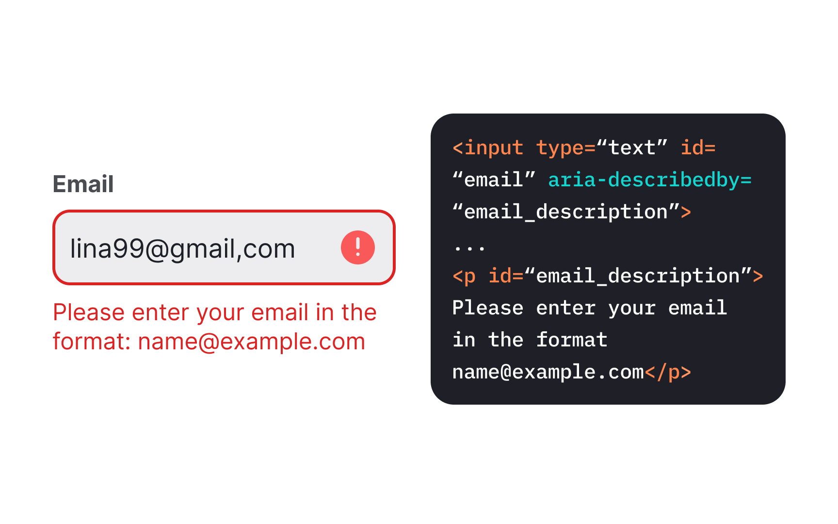 Connect error messages to their input fields