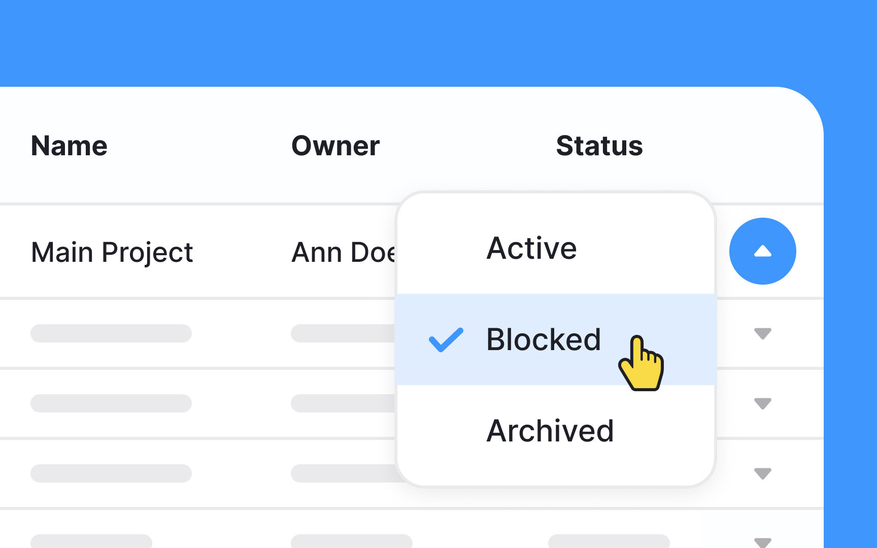 Incorporate inline menus for additional table actions Bad Practice
