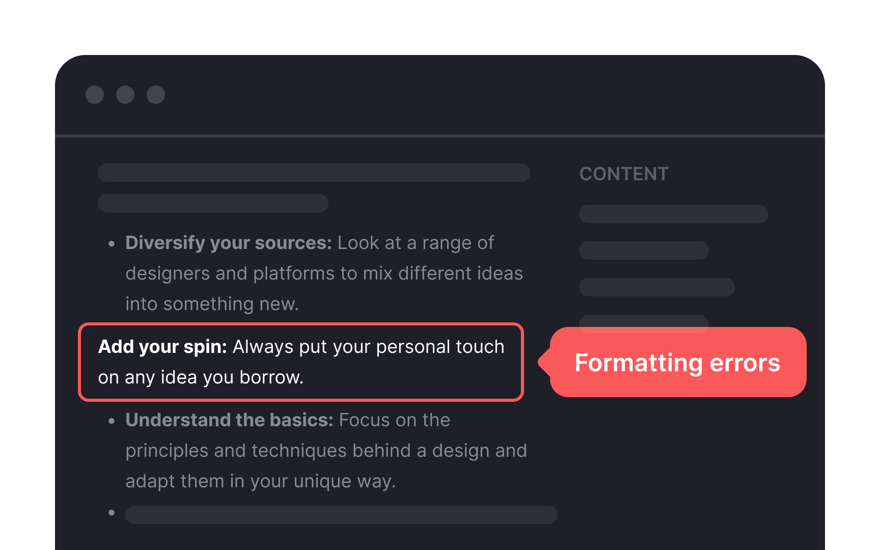 Determine the future of problematic content Bad Practice