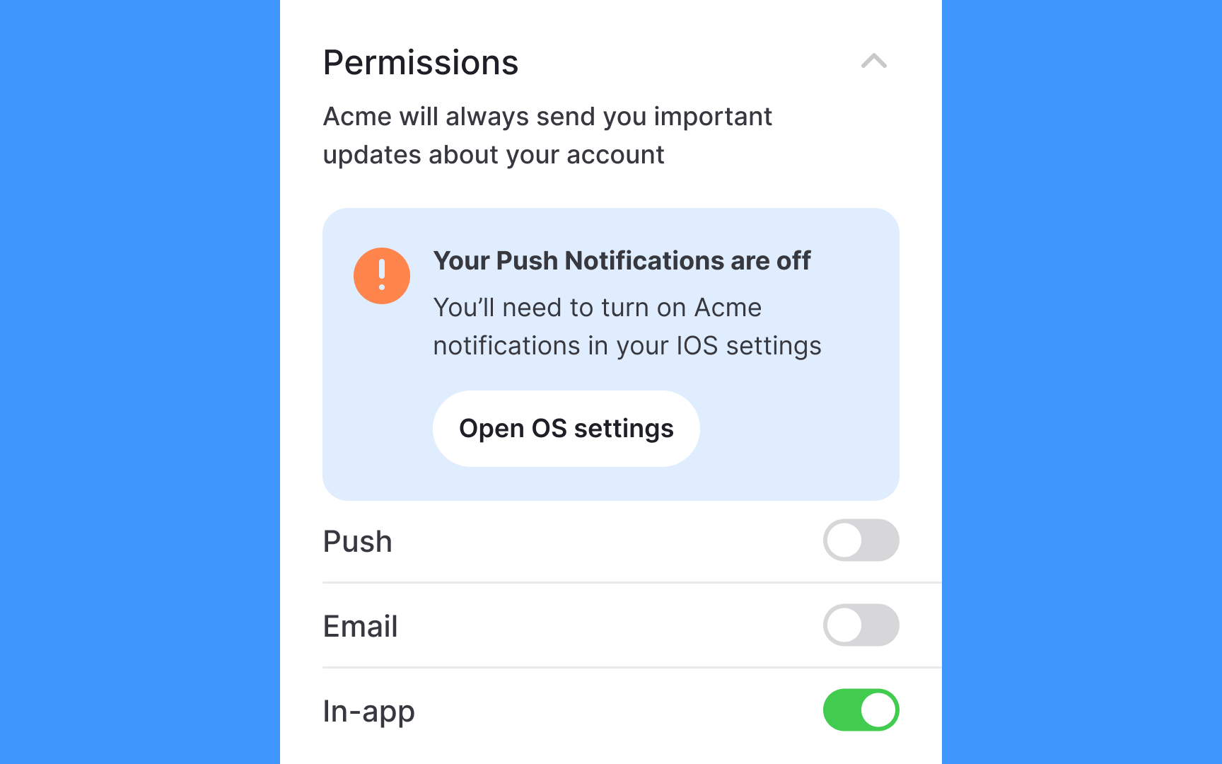 Allow users to modify permissions within an app