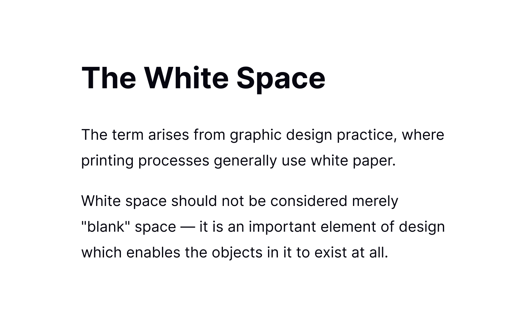 Applying active negative space to text Best Practice