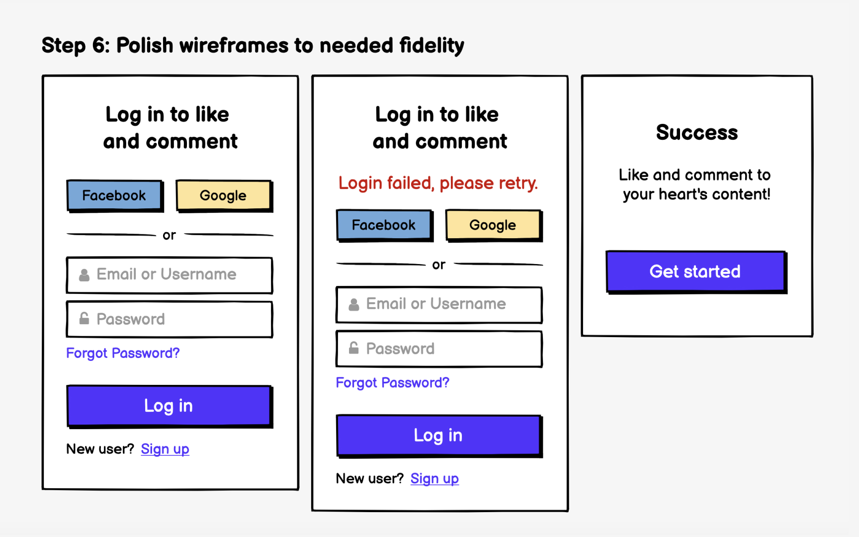 Step 6: Polish wireframes to the needed fidelity