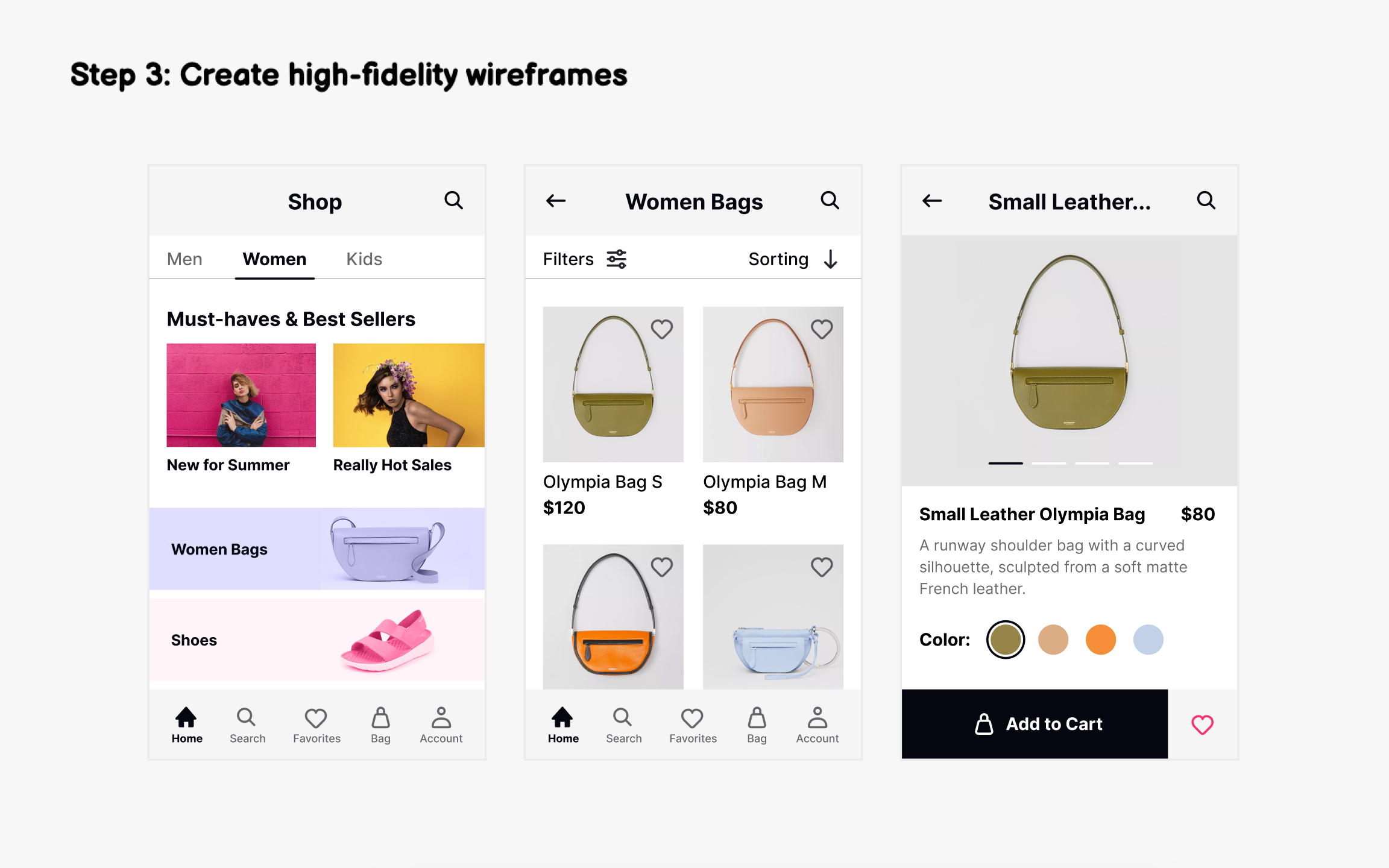 Step 3: Sketch out core screens Bad Practice