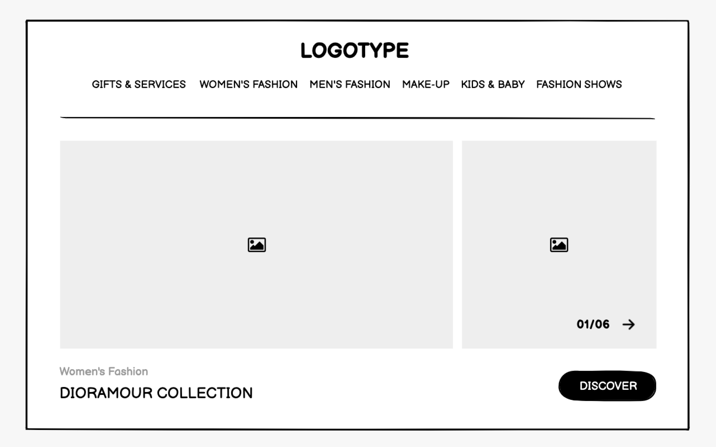 Beauty and fashion wireframing