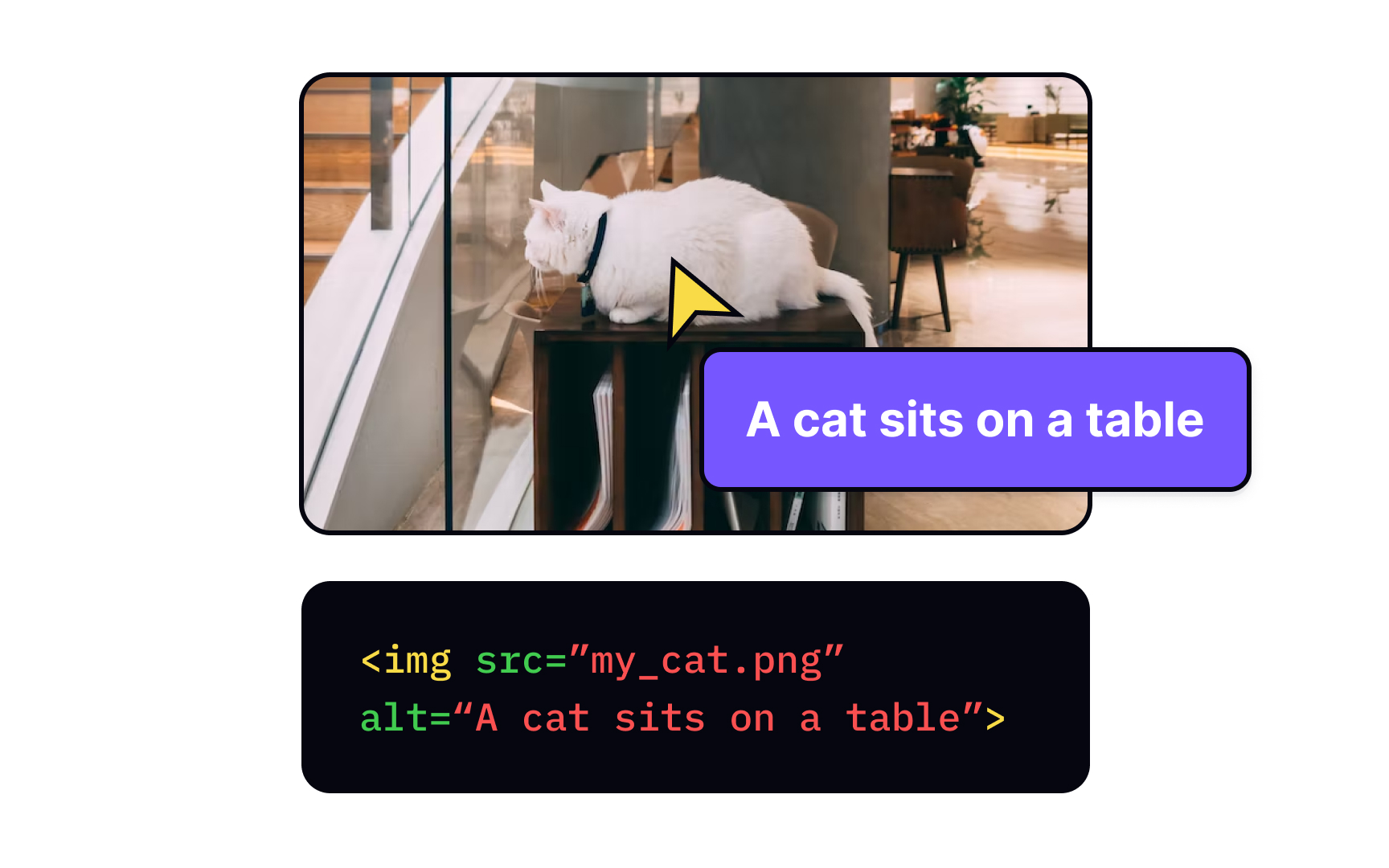 Use the alt attribute for alt text Bad Practice