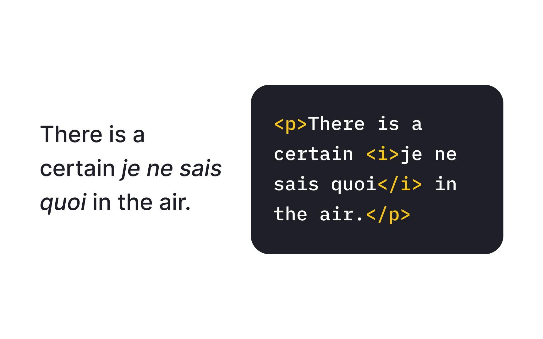 The italic text tag <i>