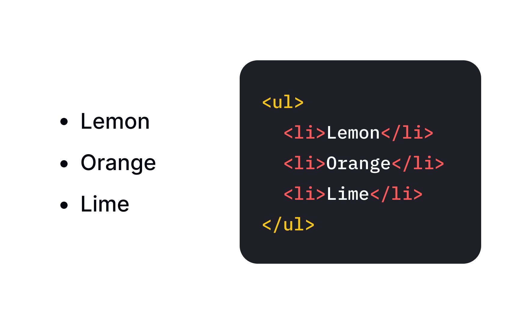 The unordered list tag <ul>