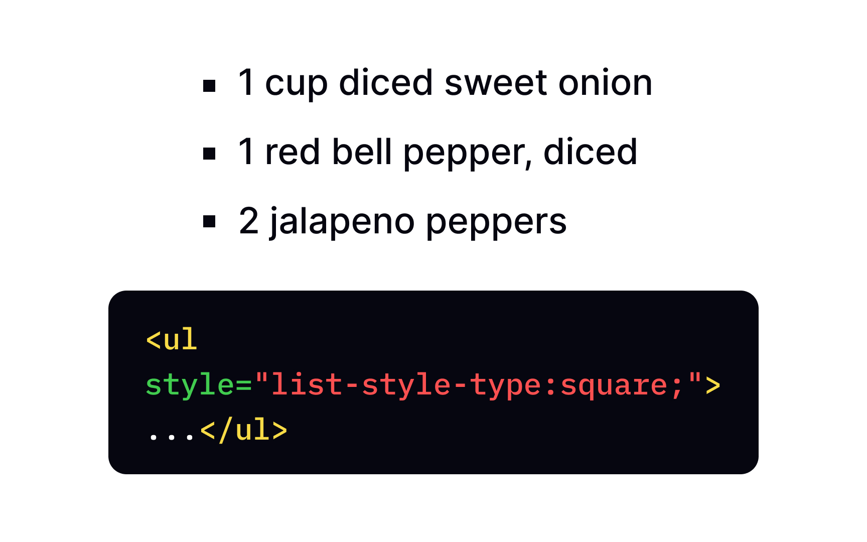 Changing bullet type in unordered lists