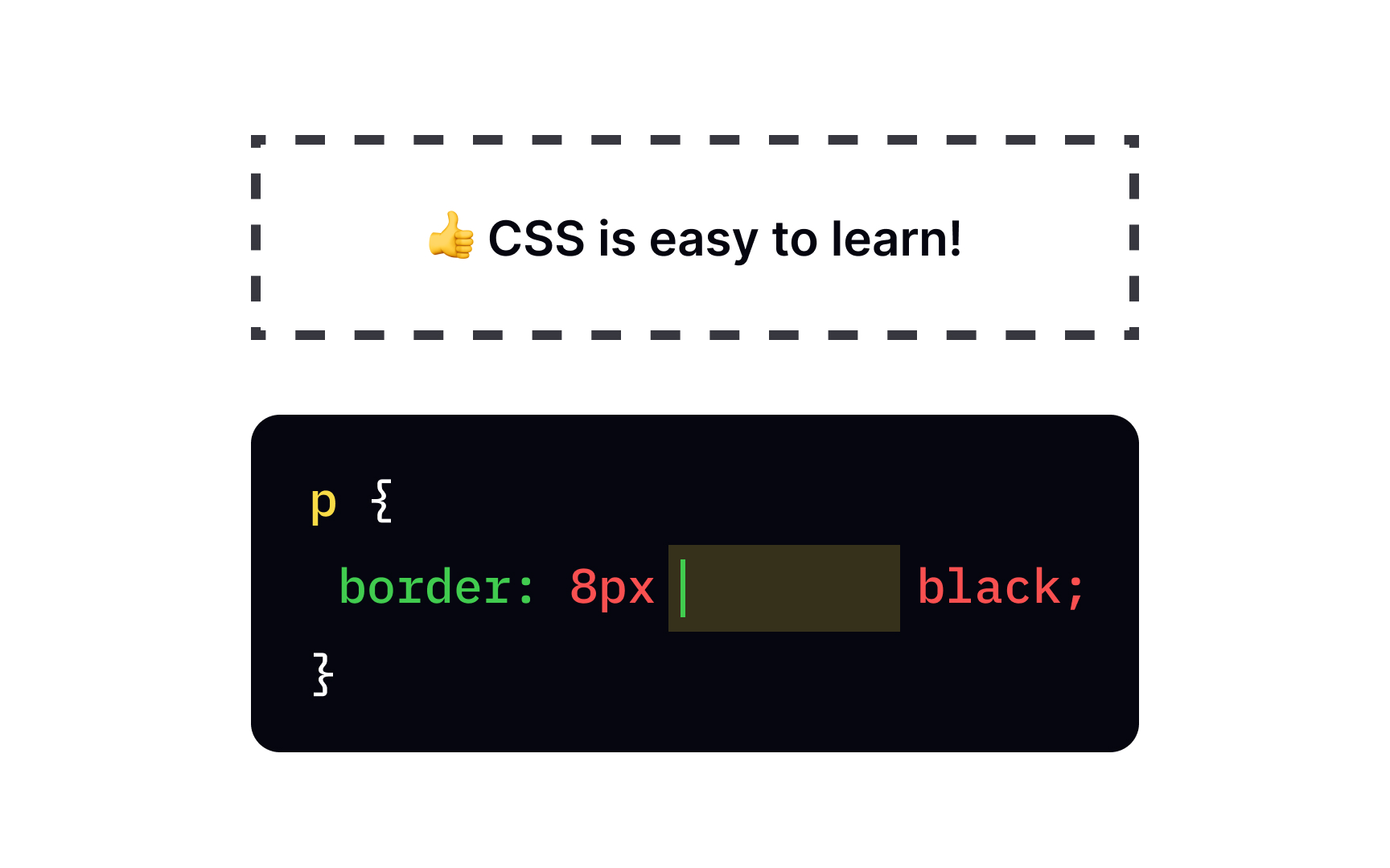 Applying dashed border style in CSS