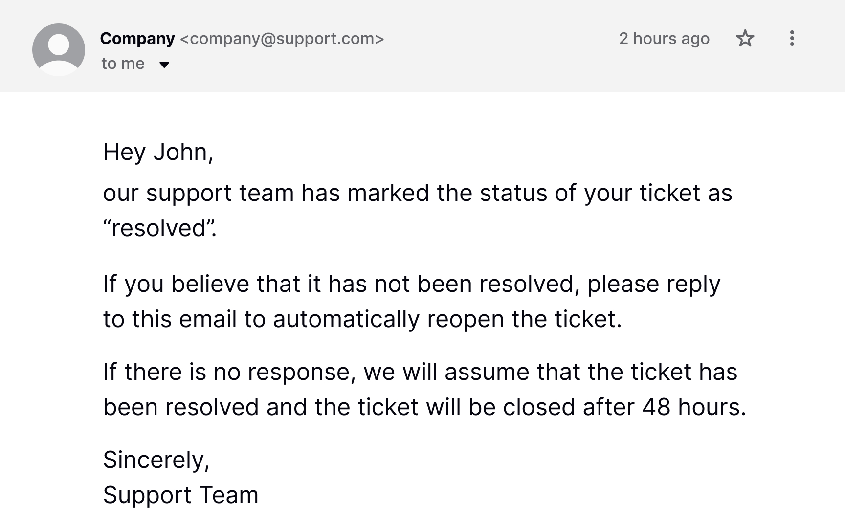 Conclude a support request Bad Practice