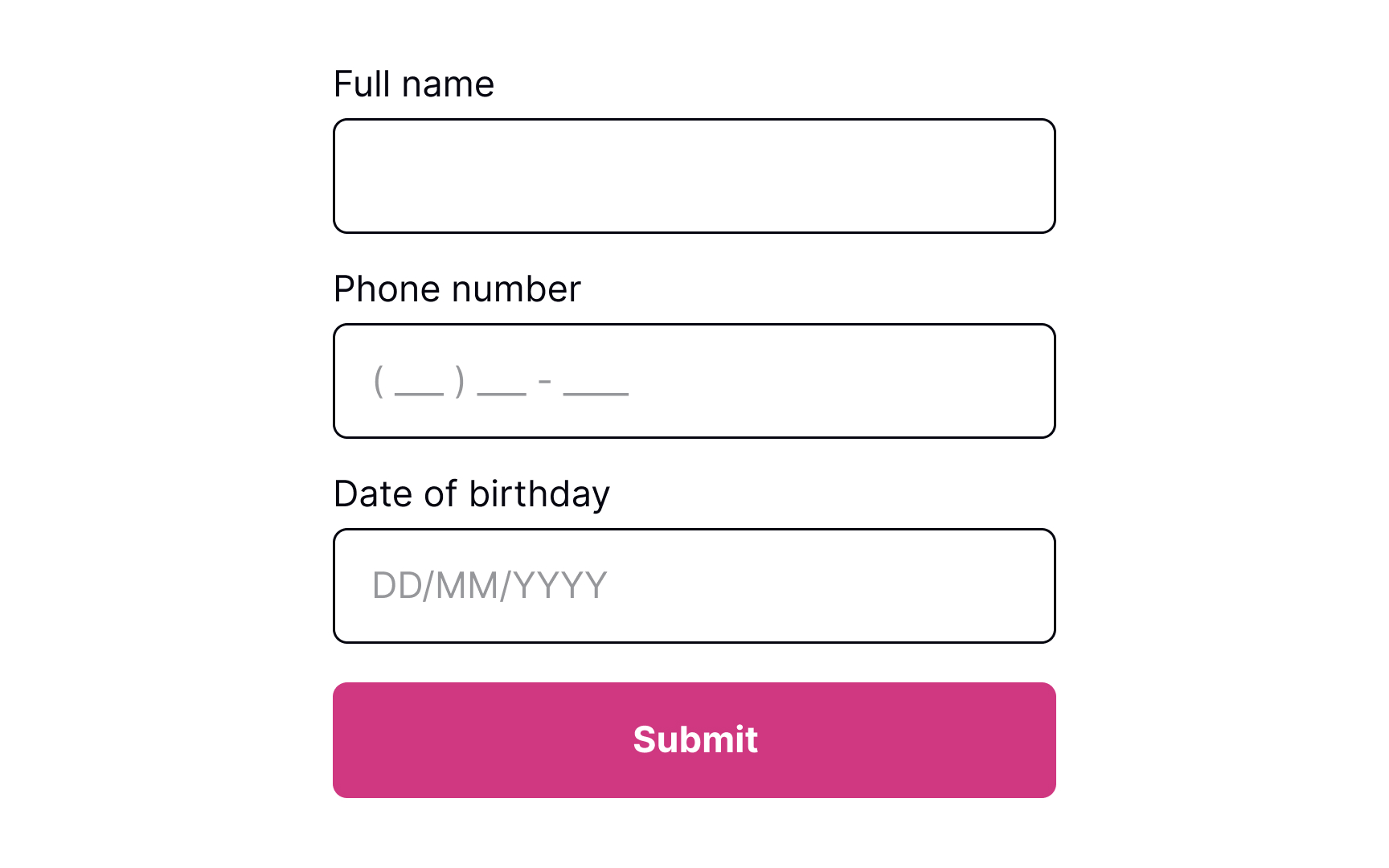Provide input masks to avoid errors Best Practice