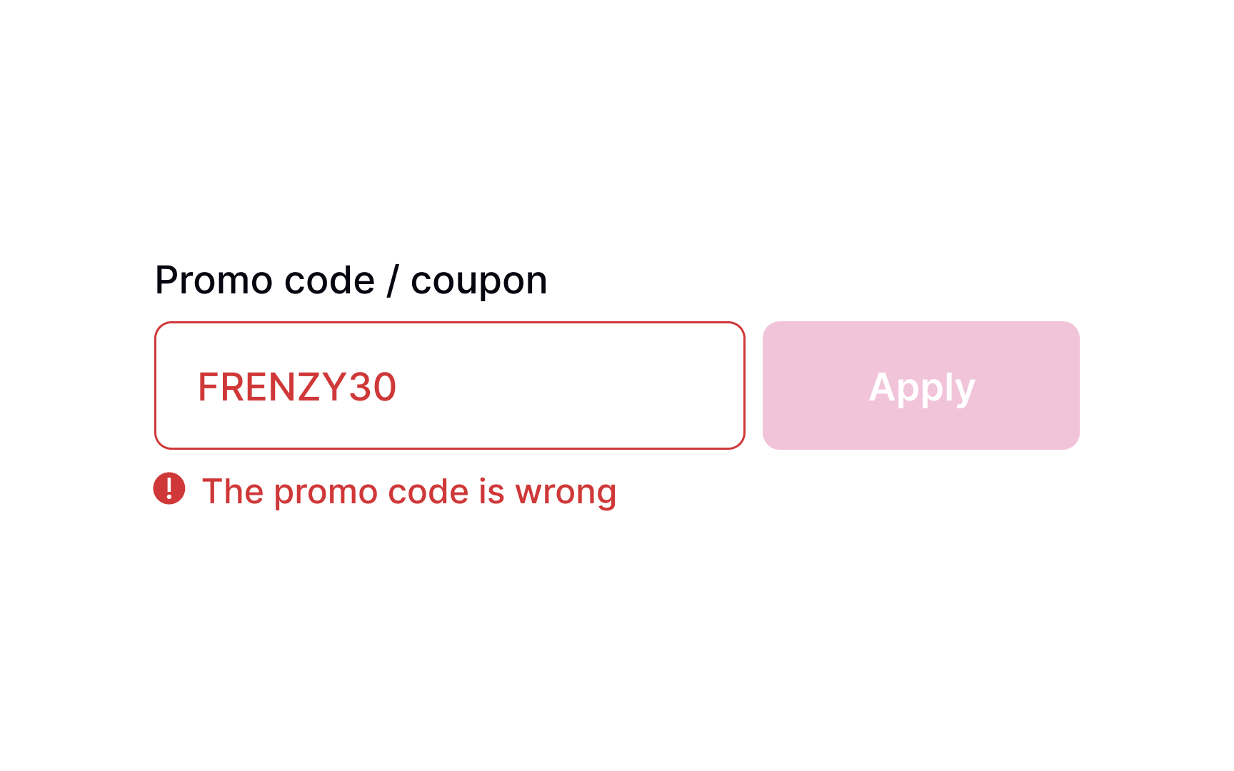 Promo code error Bad Practice