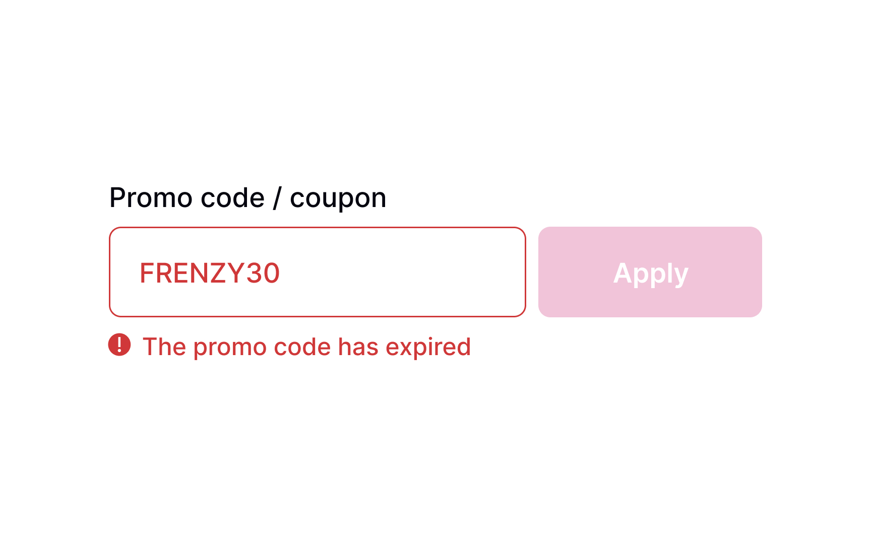 Promo code error Best Practice