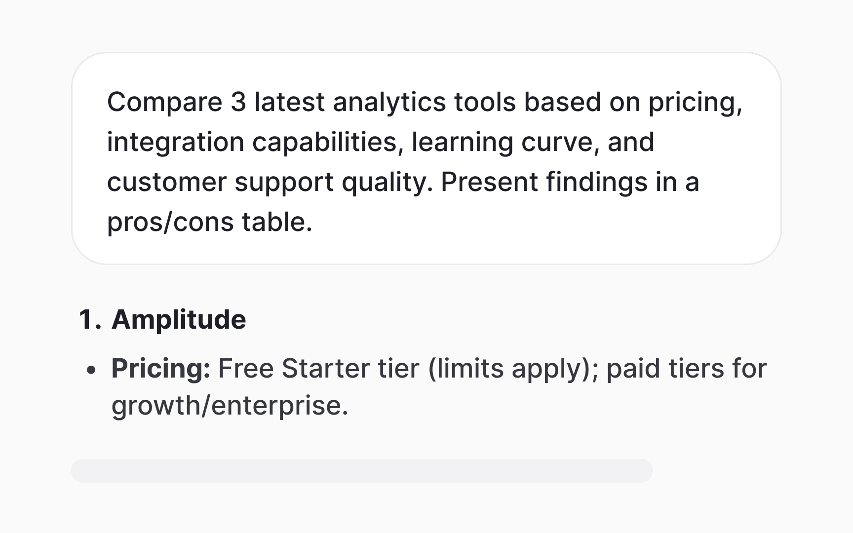 Comparison frameworks