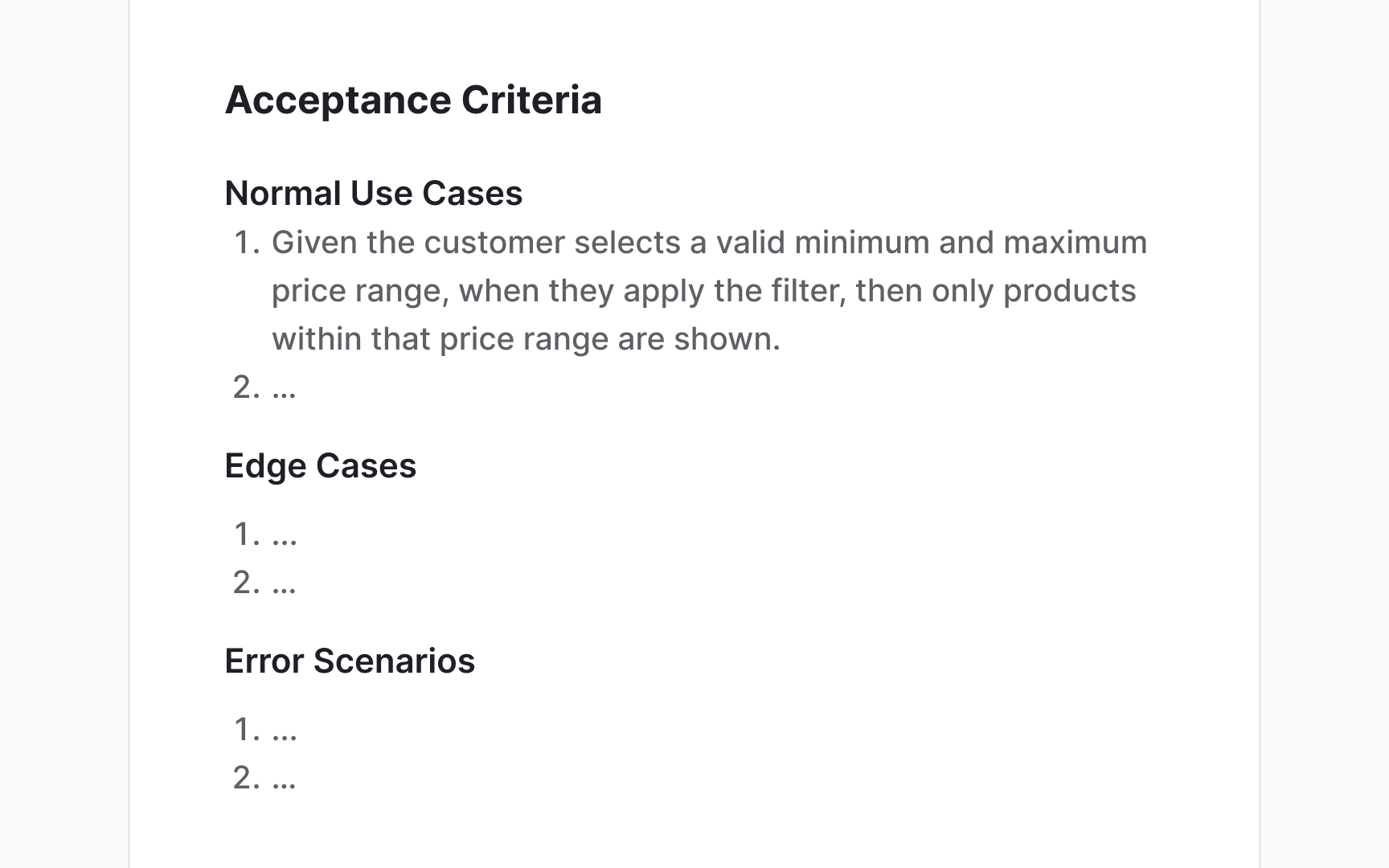 Acceptance criteria writing