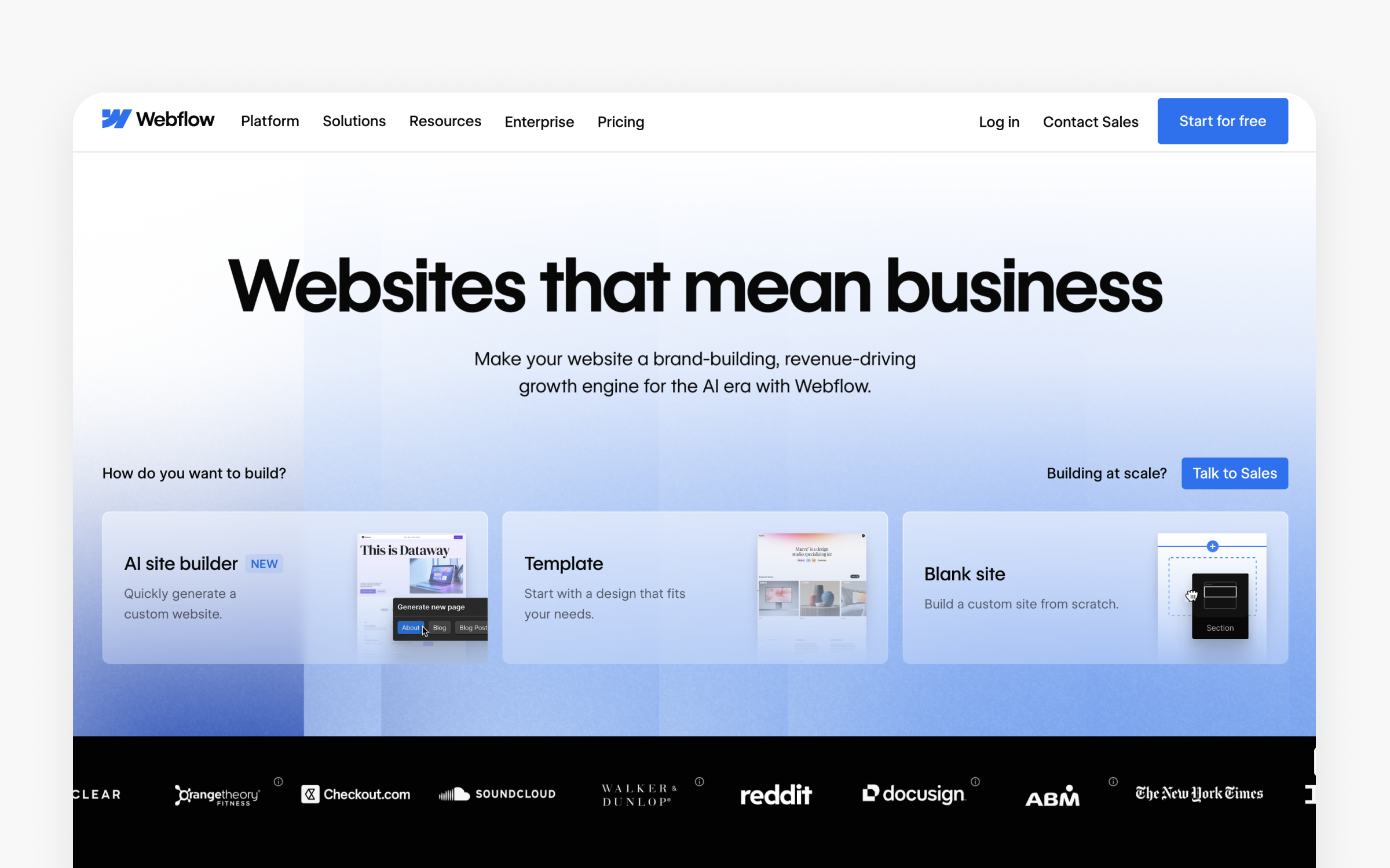 The Webflow website