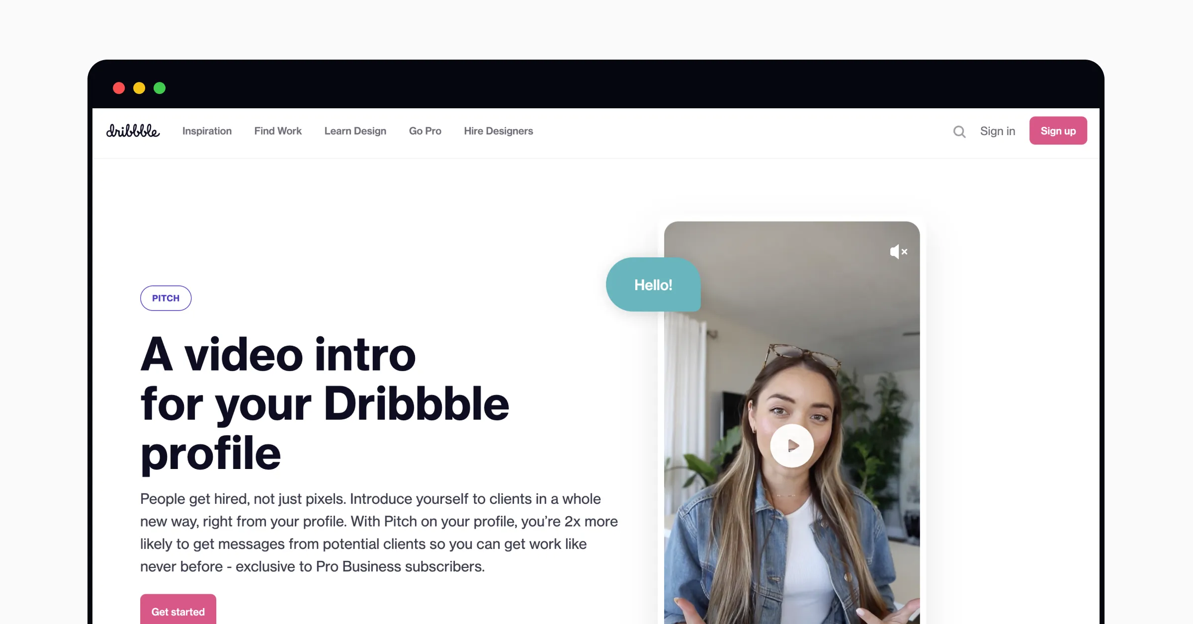 A page for adding video intro at Dribbble Pro
