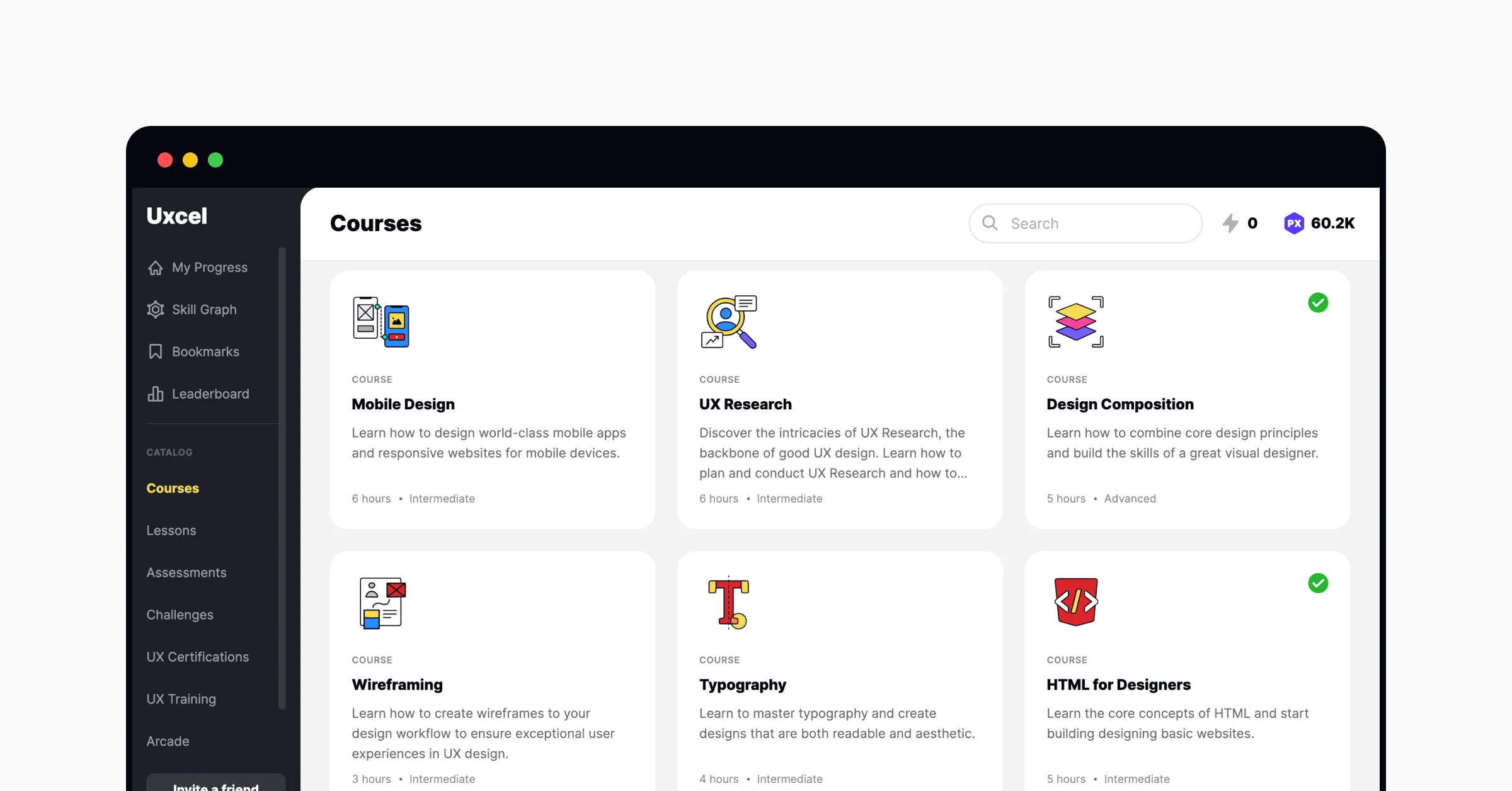 Uxcel's Courses Page