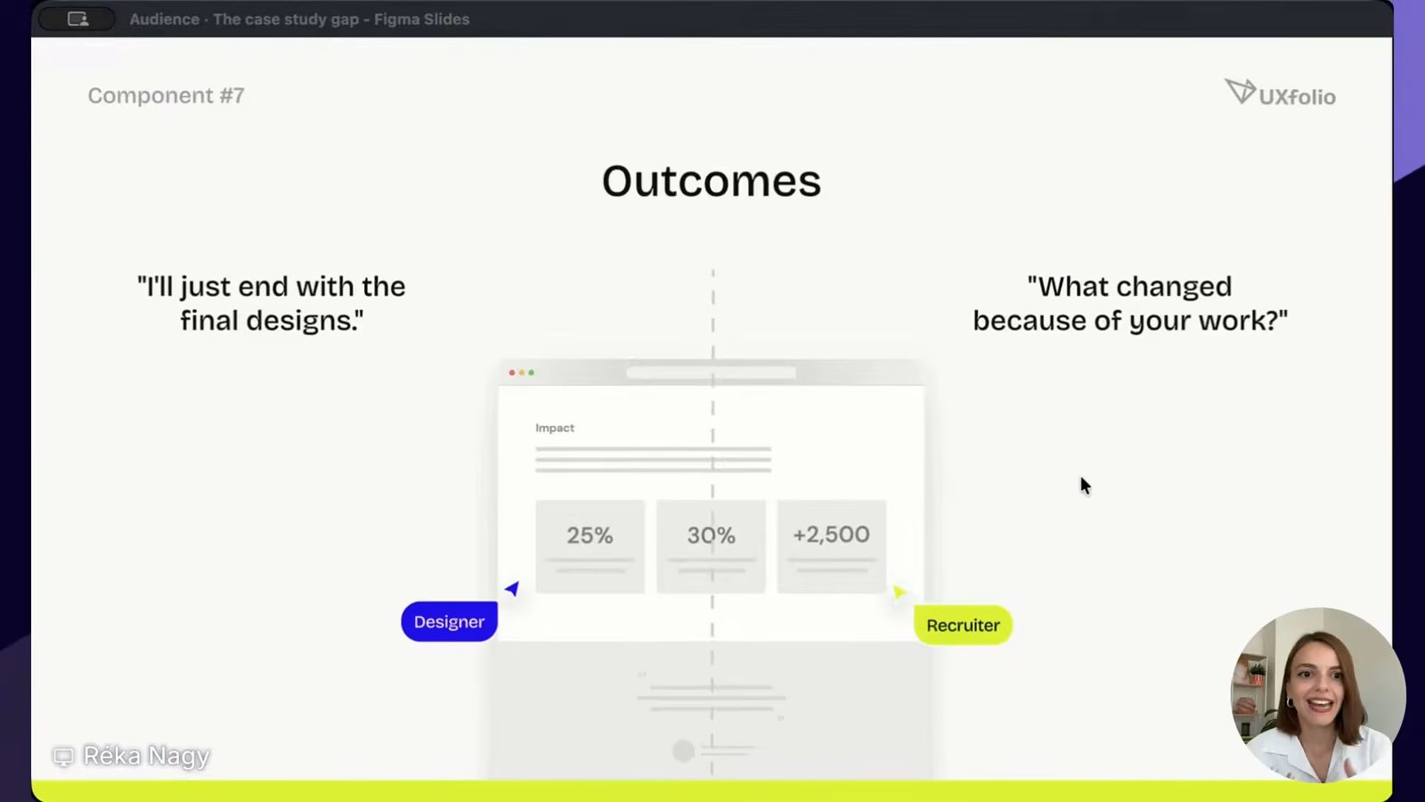 Outcomes slide with metrics and qualitative results