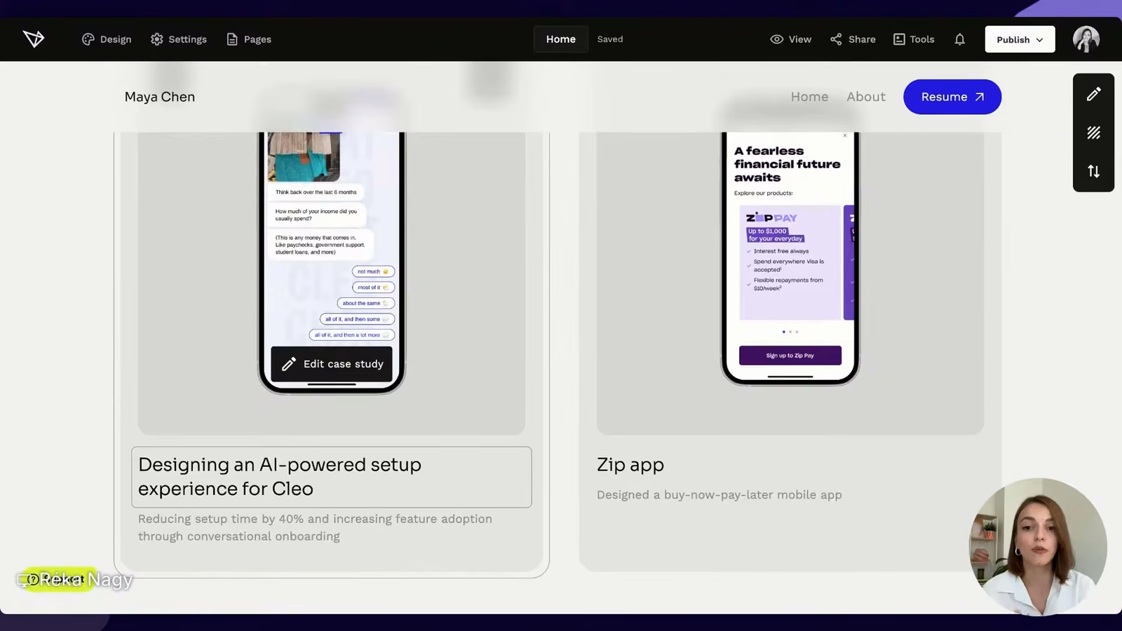 Strong vs. weak title example in UXfolio