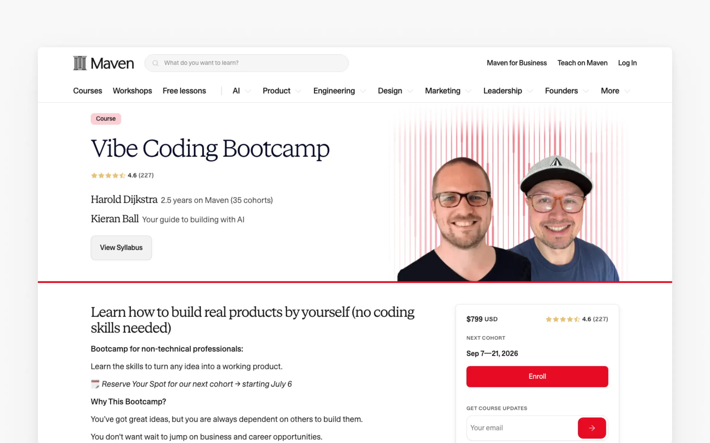 The Vibe Coding Bootcamp cohort course on Maven