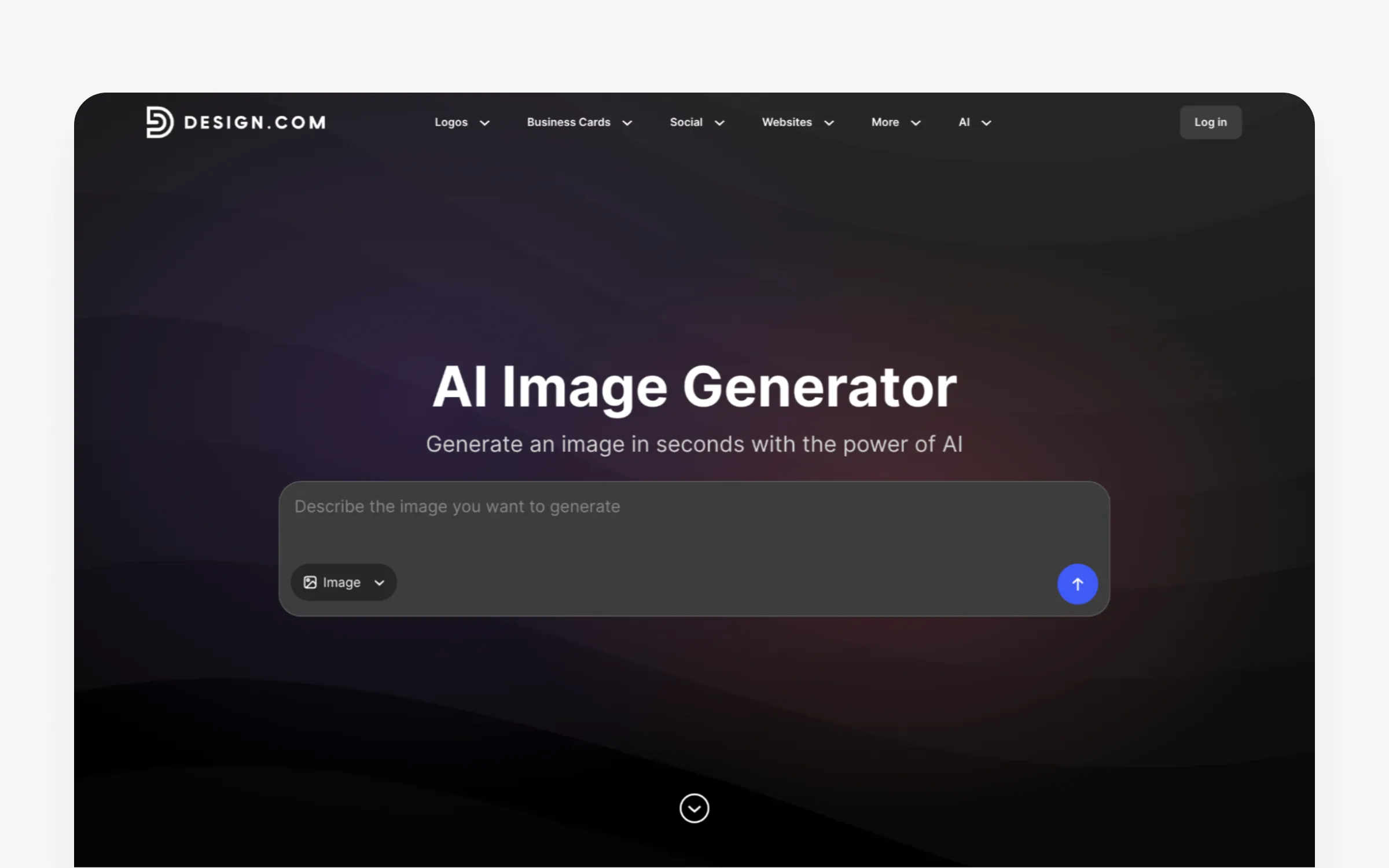 The Design.com AI image generator page