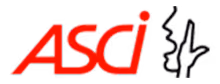 Logo ASCI en rouge avec un dessin noir stylisé à droite.