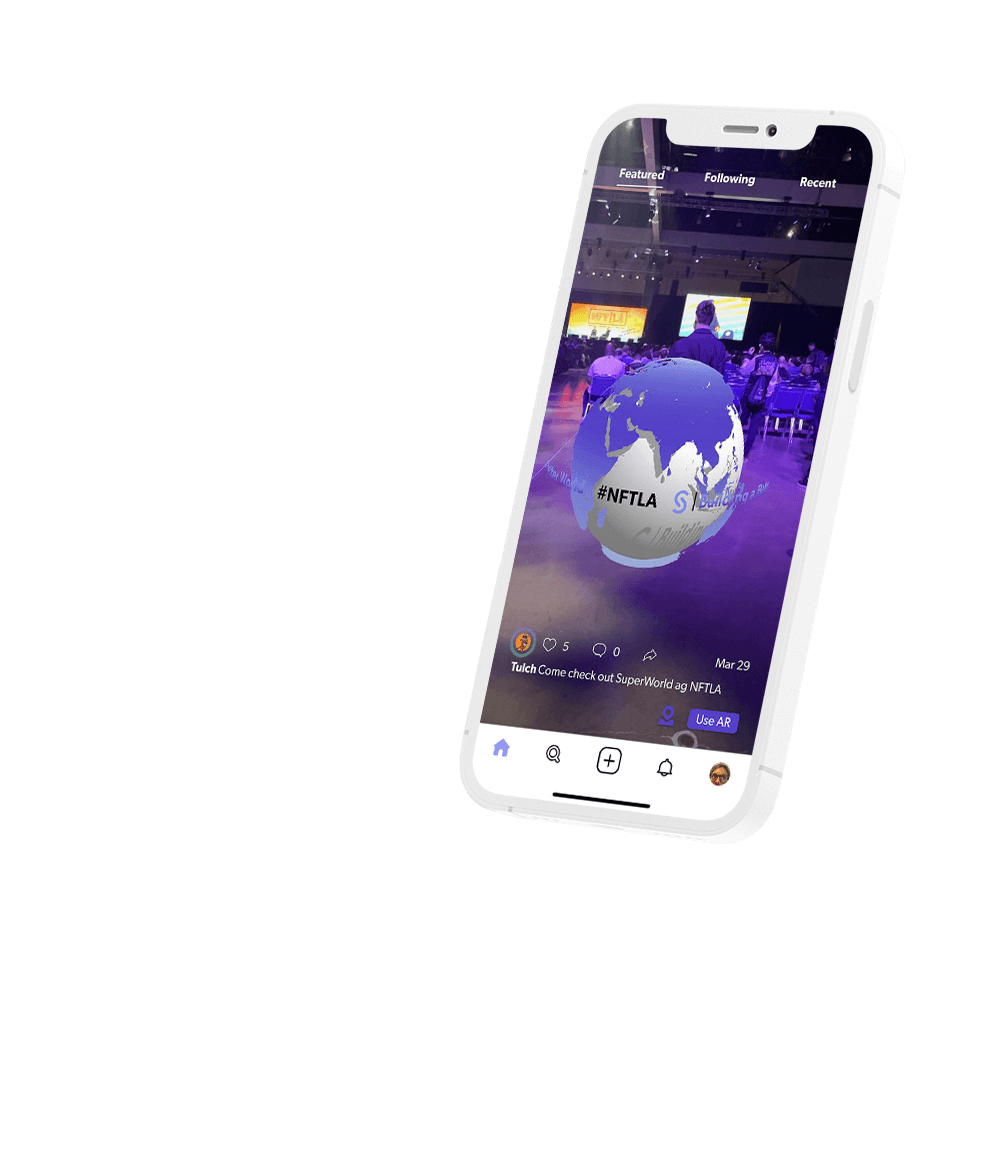 Phone displaying Superworld App