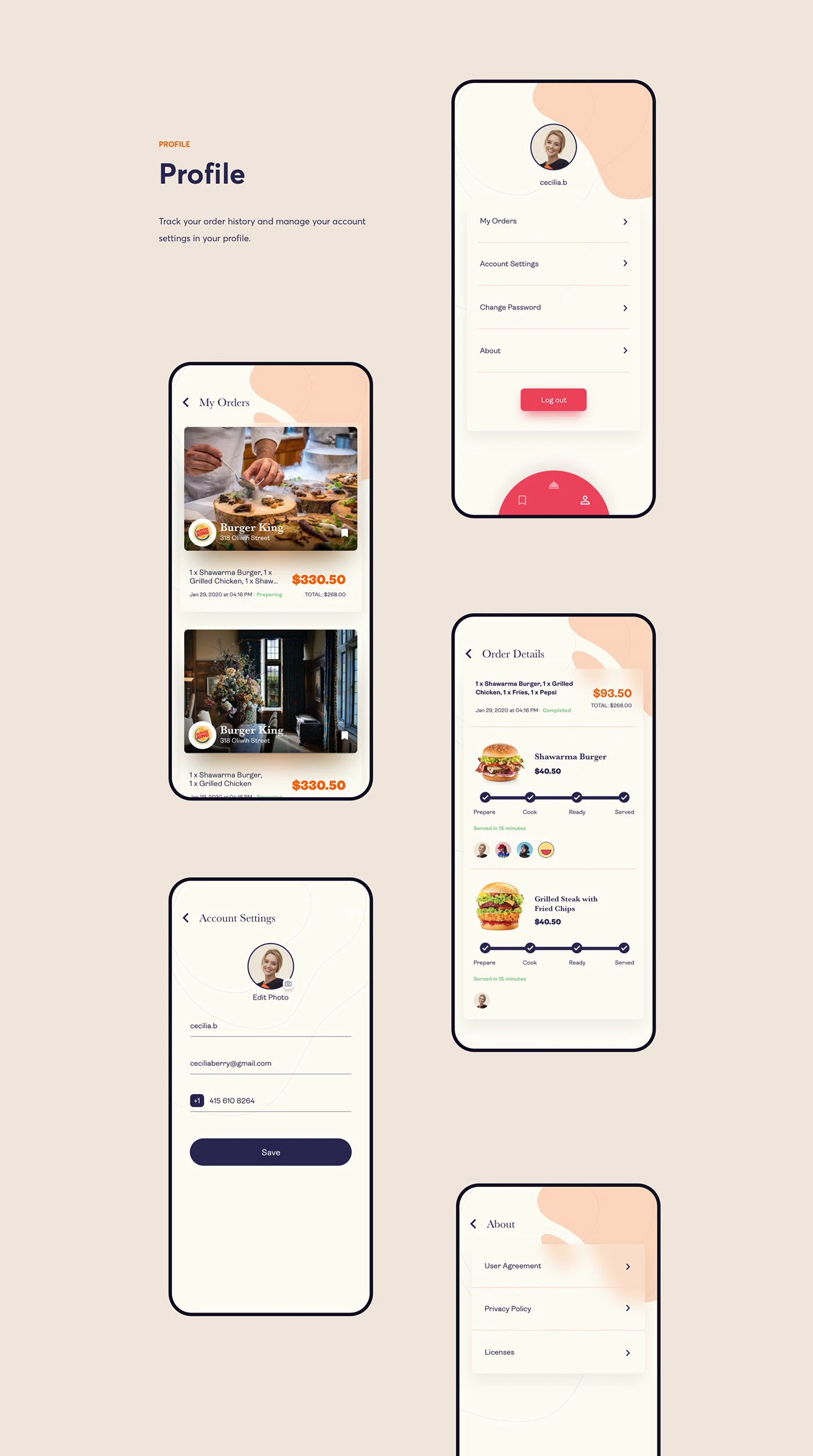 design Food  Mobile app restaurant UI ui design UI/UX user experience ux UX design