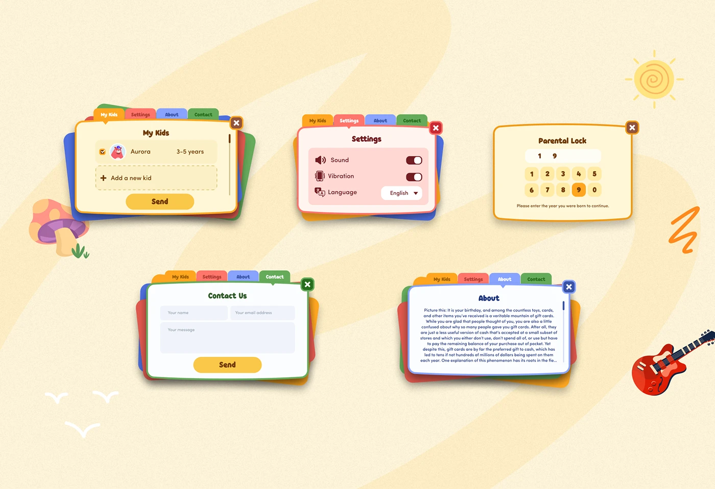 UI/UX ui design UI uiux Figma user interface Mobile app user experience children Character design