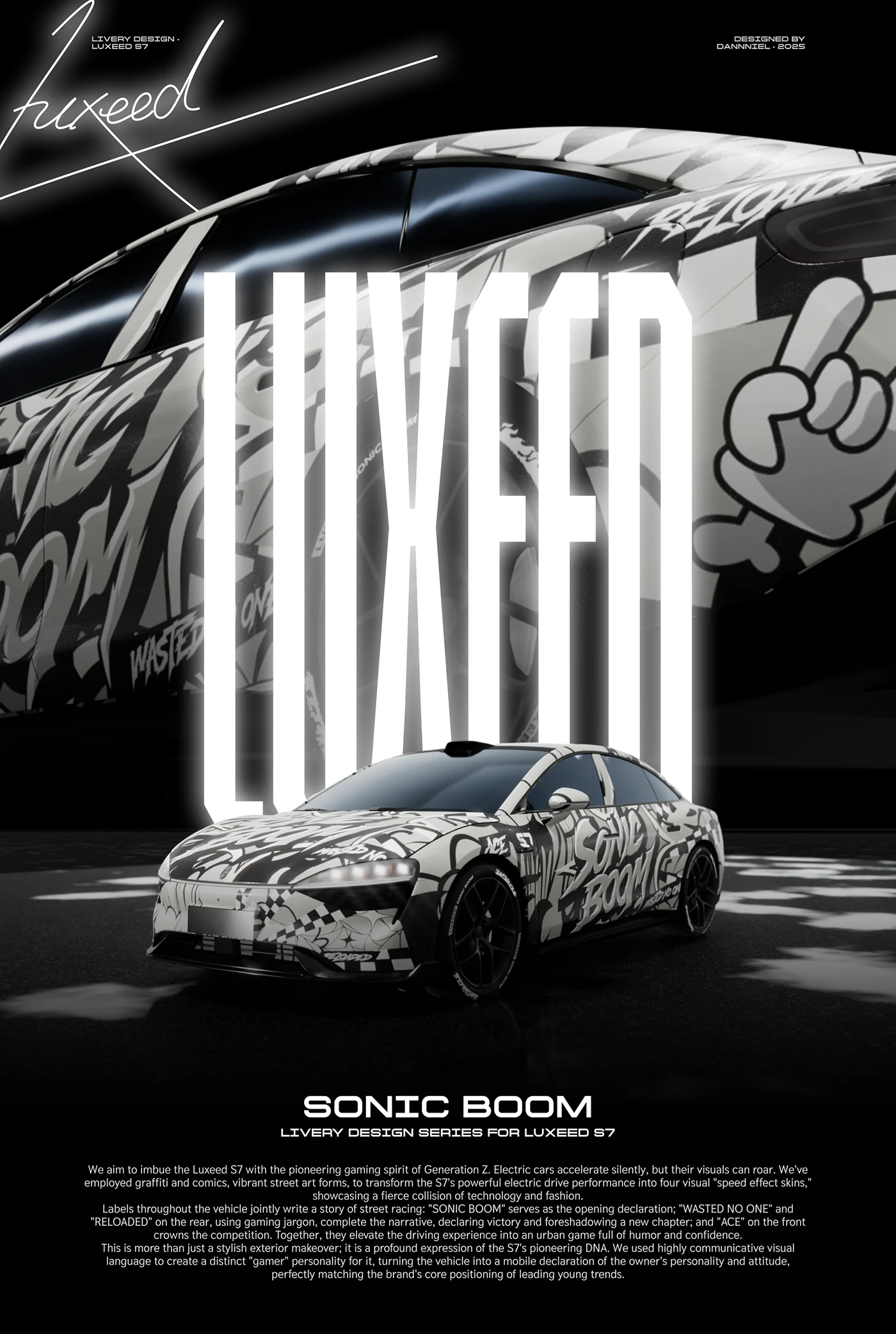 car wrap Livery automotive LUXEED Street Art Graffiti Gaming gen z manga custom paint