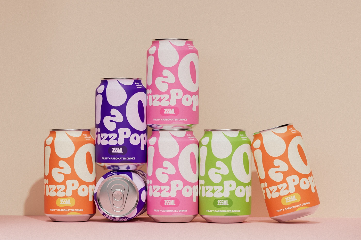 packaging design soda Carbonated drink typography brand identity beverage color system Packaging graphic design