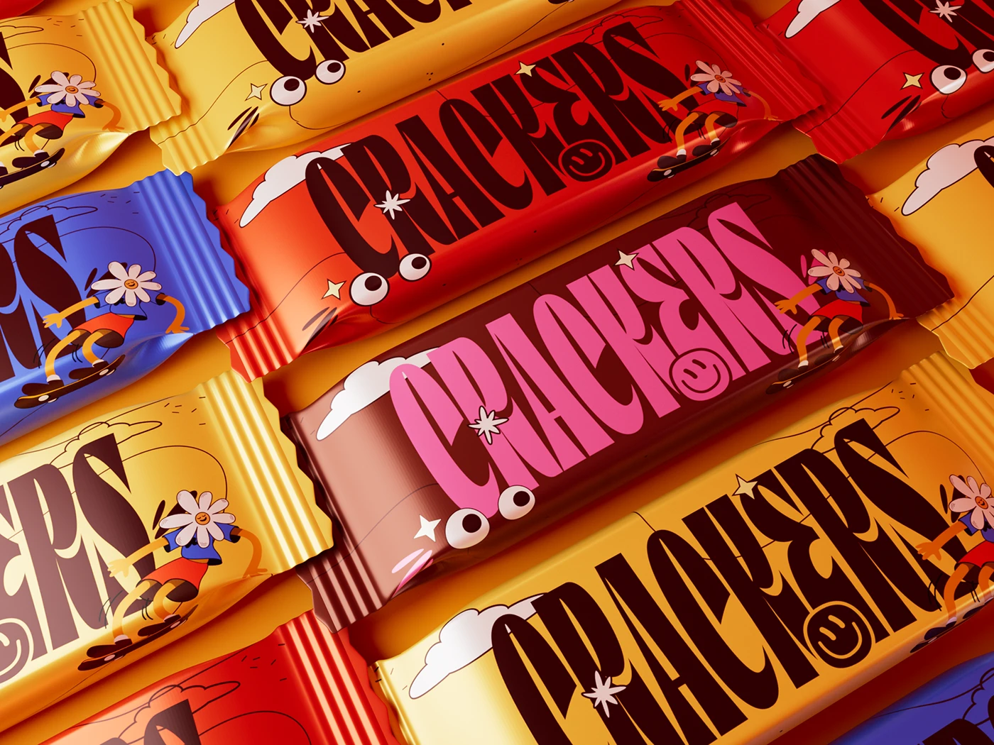 packaging design snack ILLUSTRATION cartoon Retro branding foil packaging graphic design Character design
