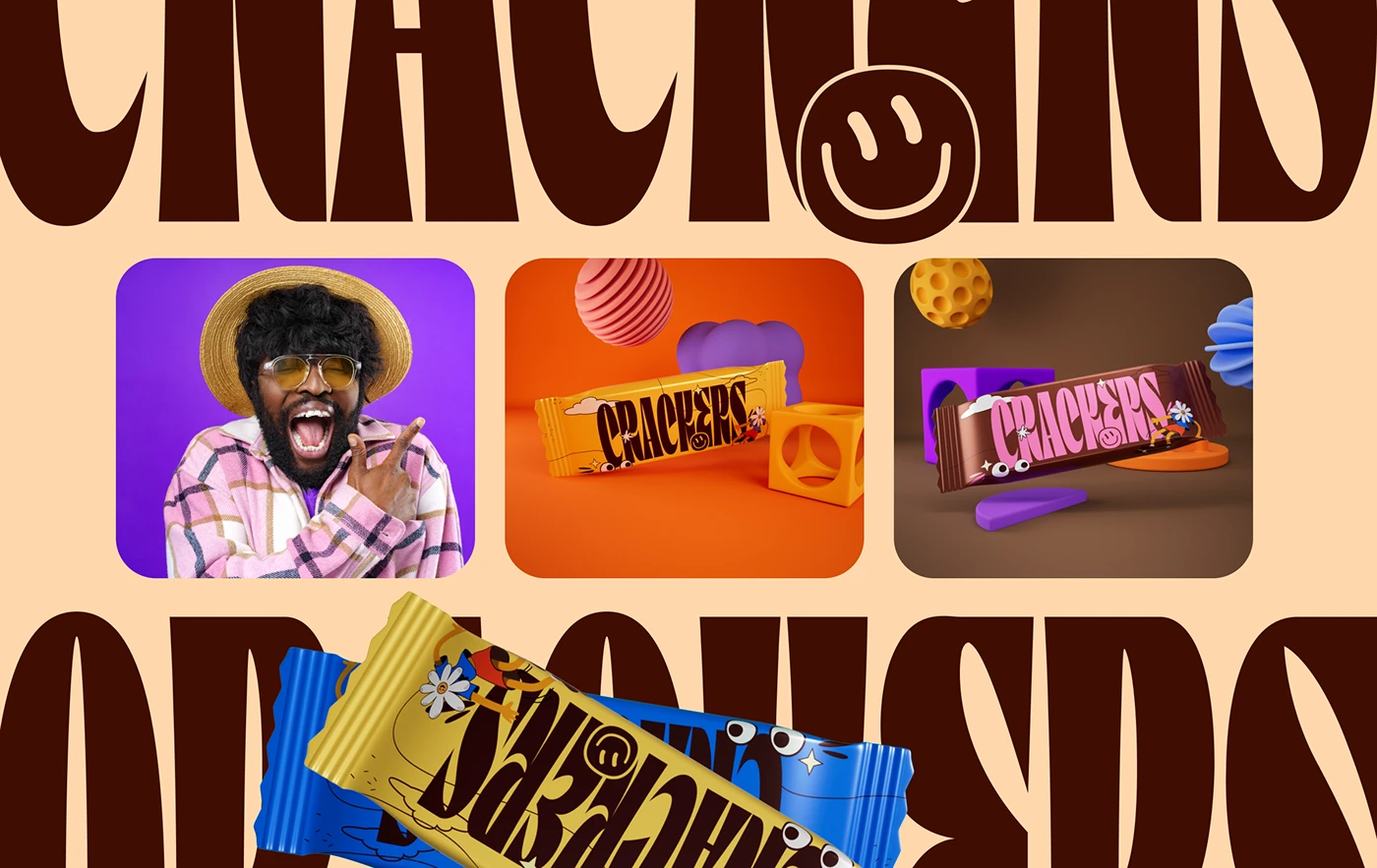 packaging design snack ILLUSTRATION cartoon Retro branding foil packaging graphic design Character design