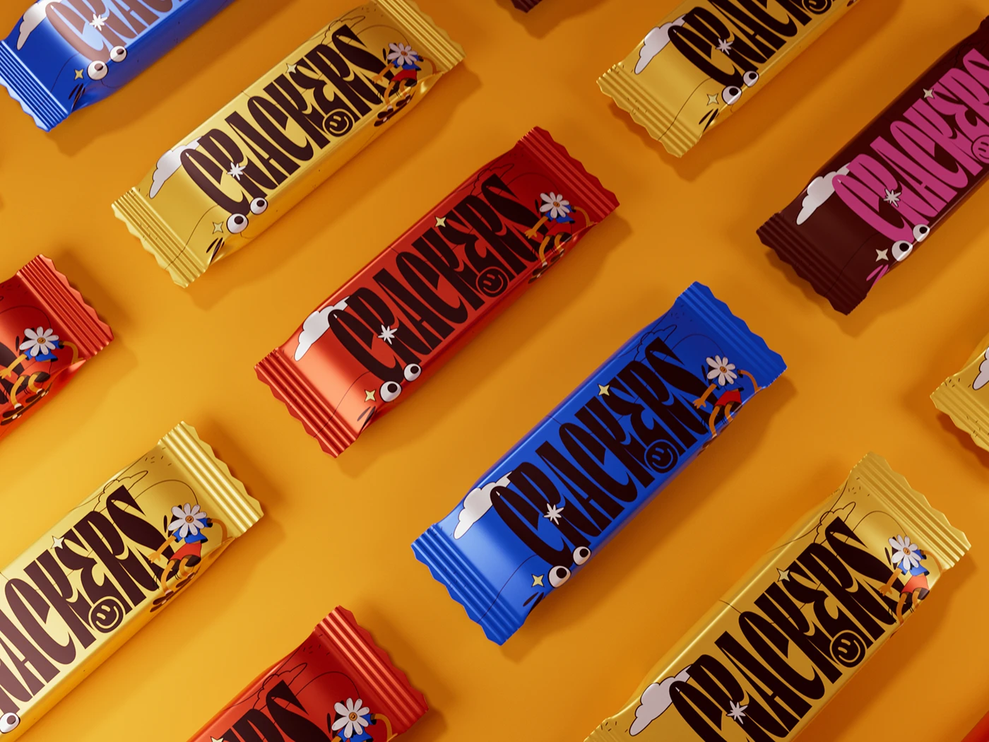 packaging design snack ILLUSTRATION cartoon Retro branding foil packaging graphic design Character design