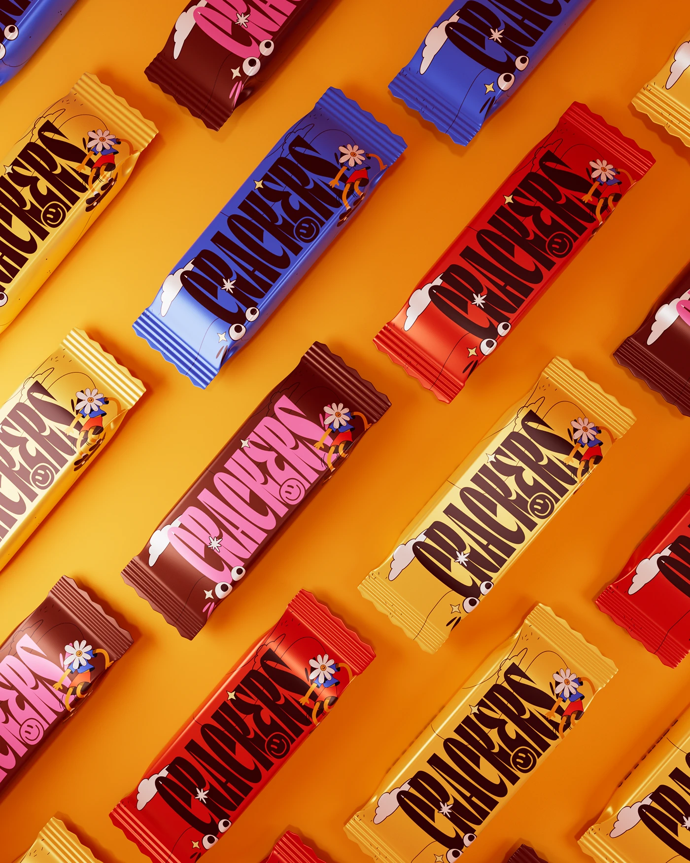 packaging design snack ILLUSTRATION cartoon Retro branding foil packaging graphic design Character design
