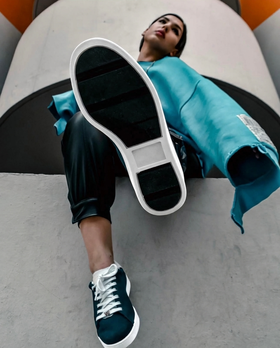 Shooting VSTRASH en París - modelo con zapatillas sostenibles