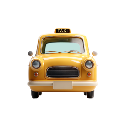 A yellow taxi cab with a yellow taxi sign on top of it.