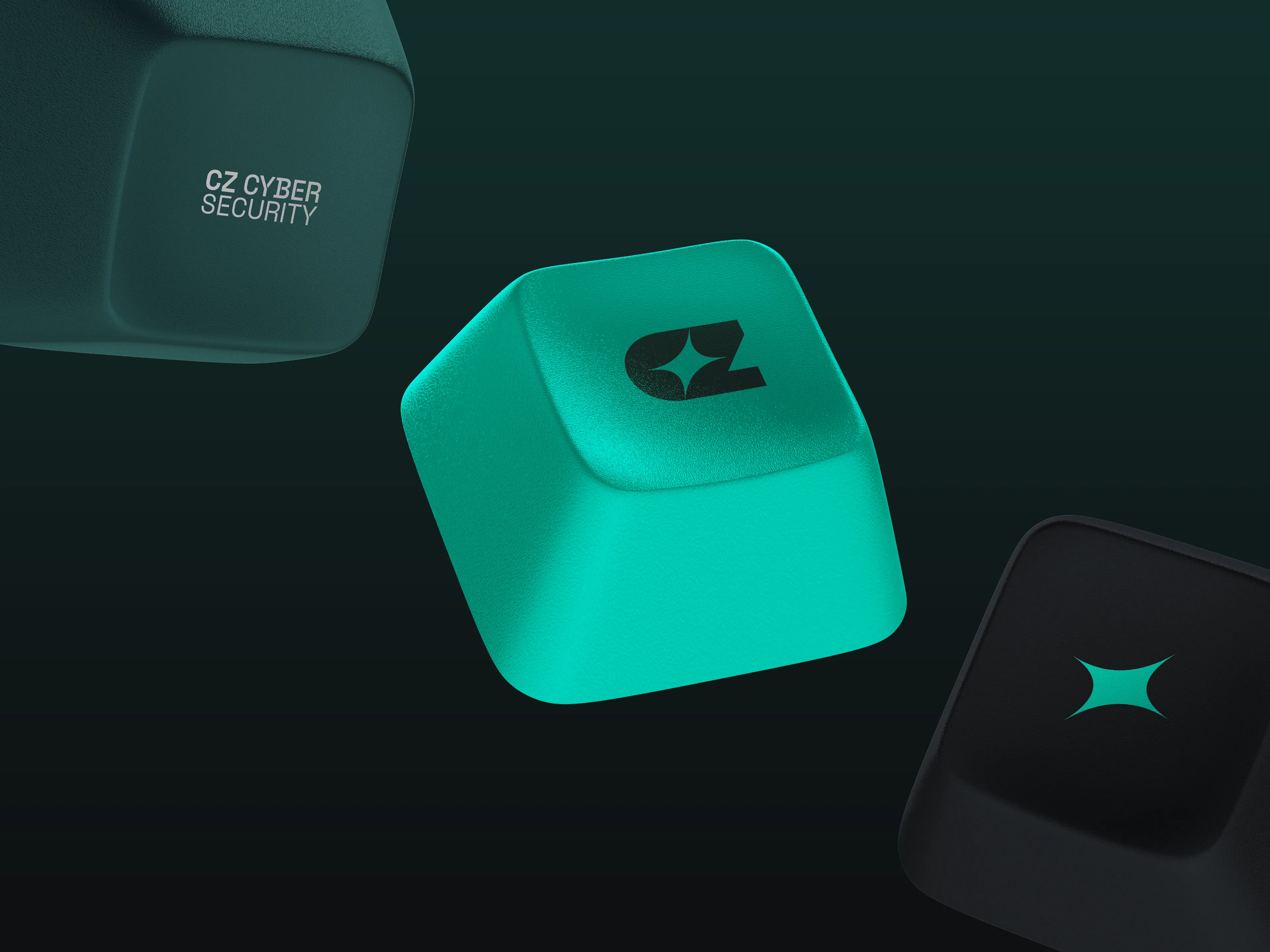 A computer keyboard and a computer key on a black background.
