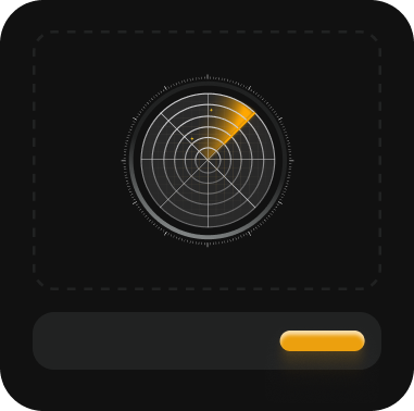 Radar screen with a bright yellow sweep line and a matching yellow indicator bar below on a black background.