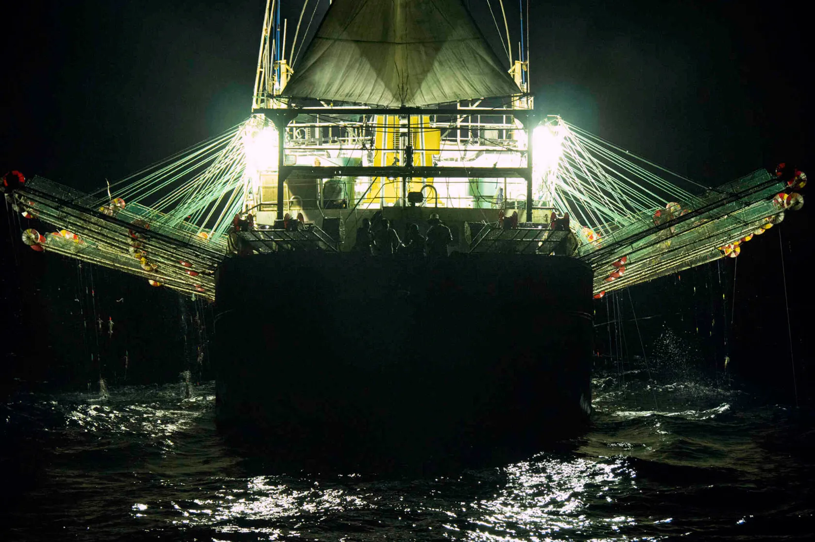 fishing ship at night 