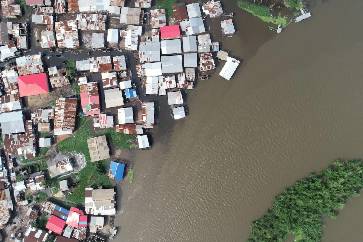 Drone shot of flooding in Monrovia. Credit: Donnish Pewee