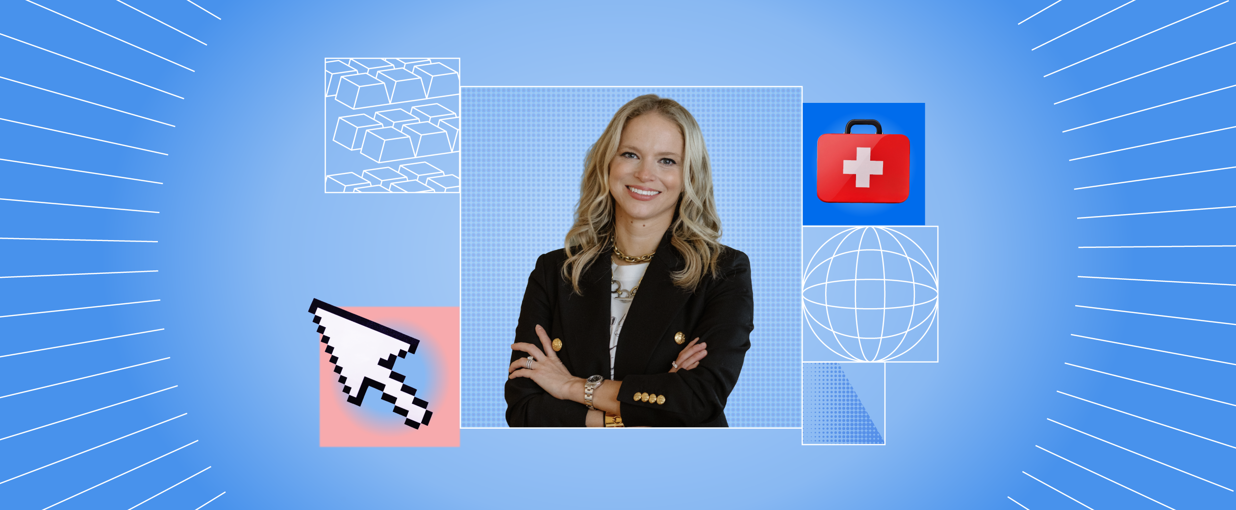 Alana O'Grady with a mouse and first aid kit 