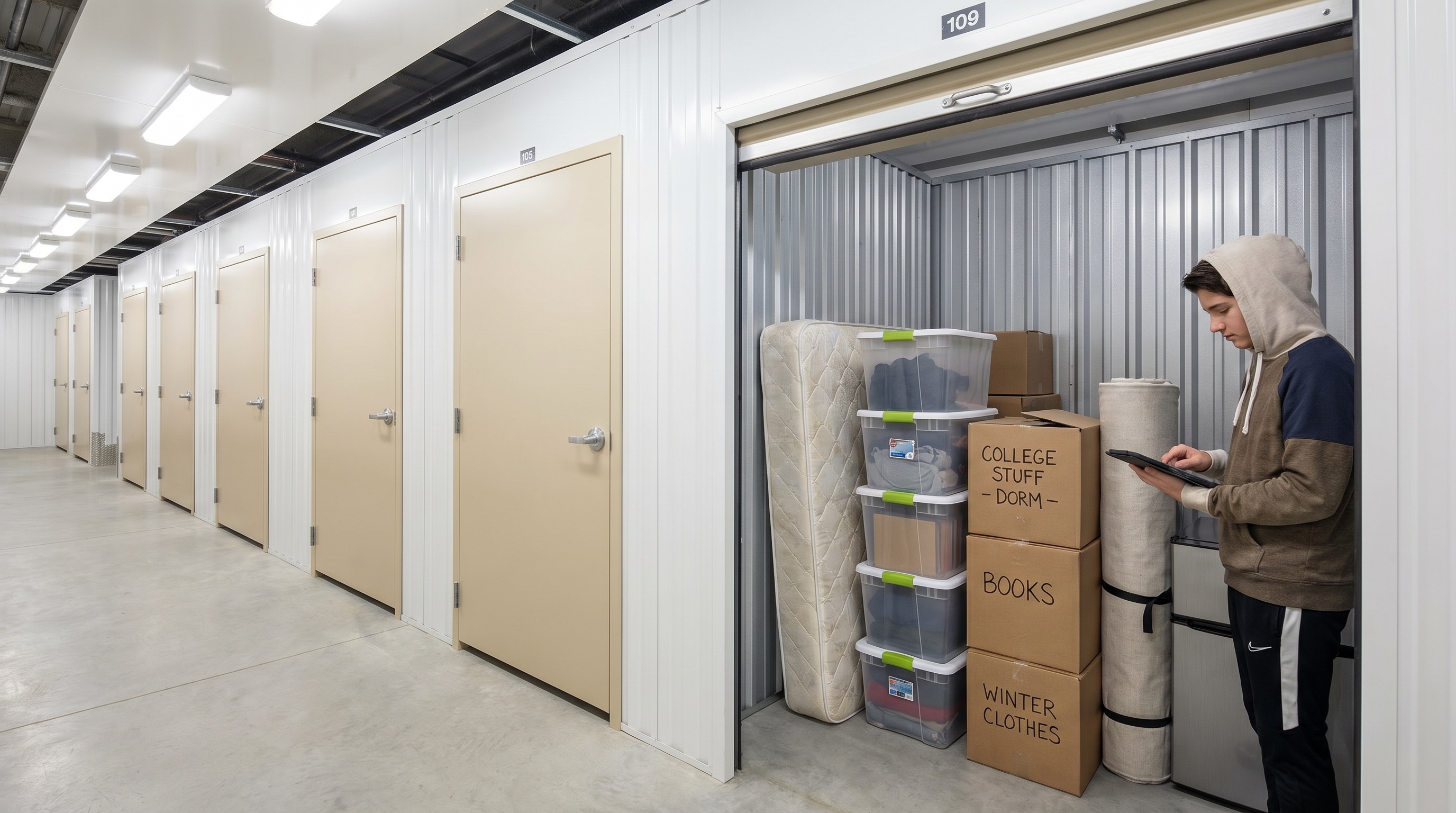climate controlled storage unit college belongings