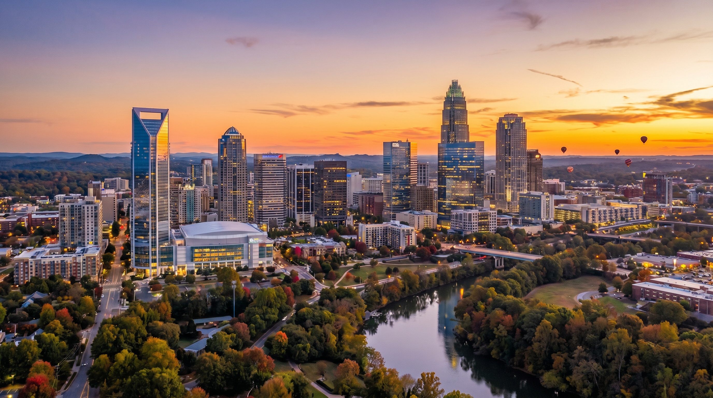 North Carolina skyline with scenic landscape