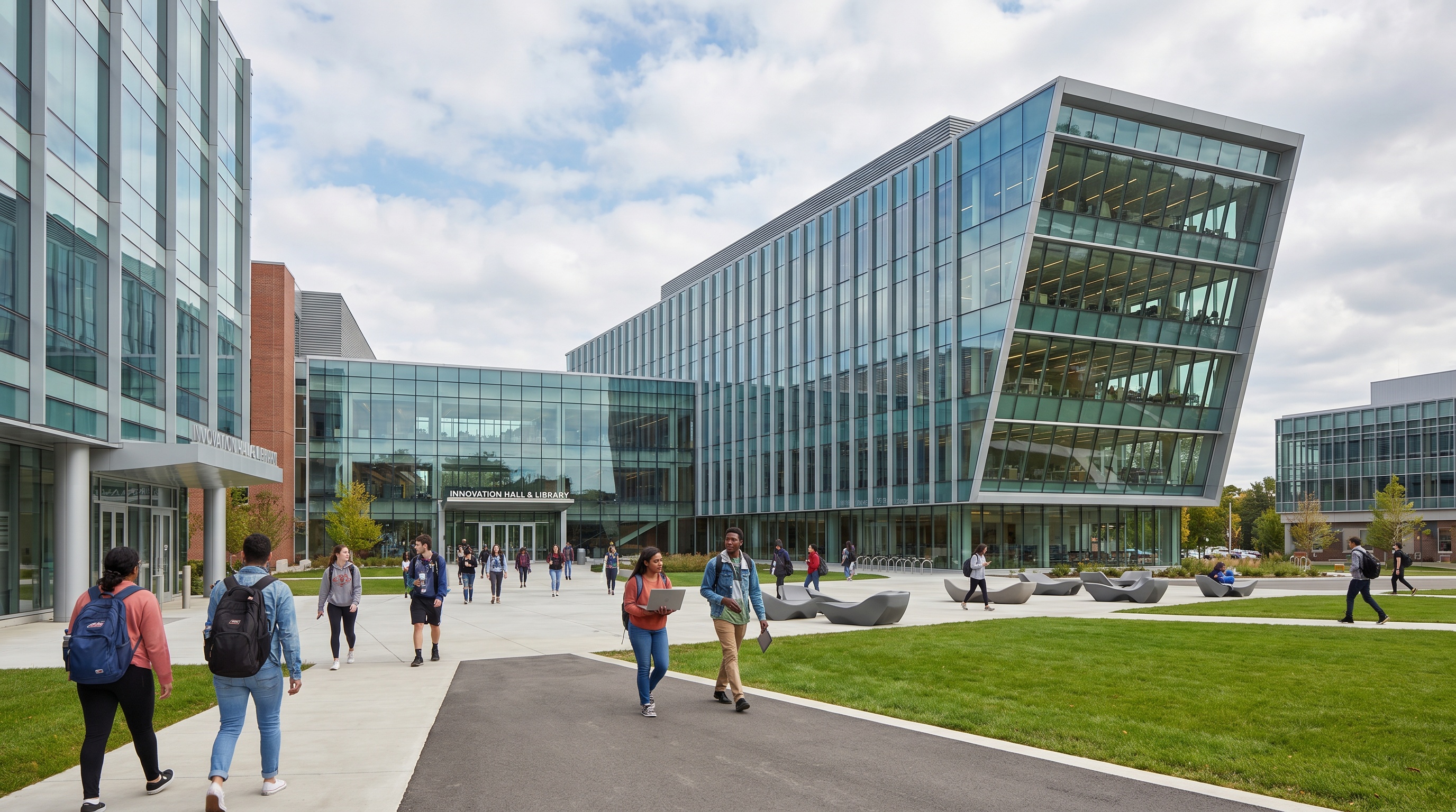 Modern university campus building and facilities